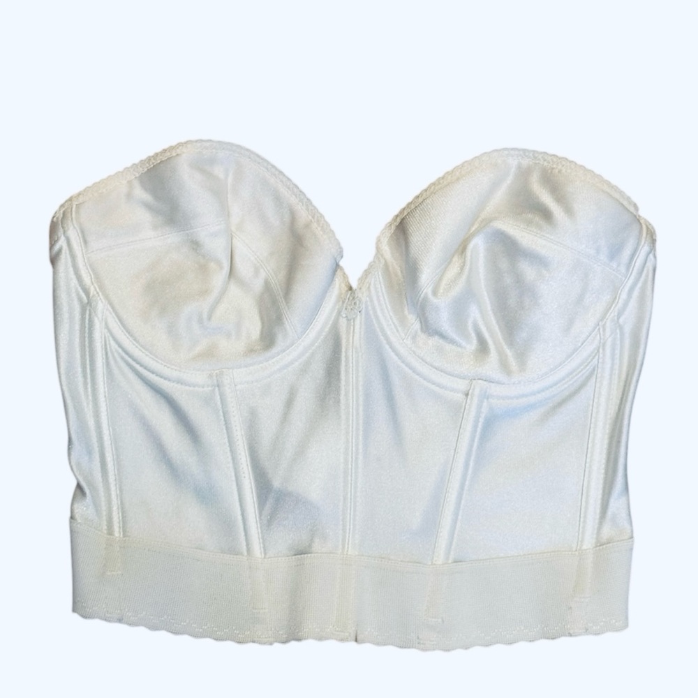 Vintage Carnival Plunge Corset Bustier Low Back Boning White Made in USA